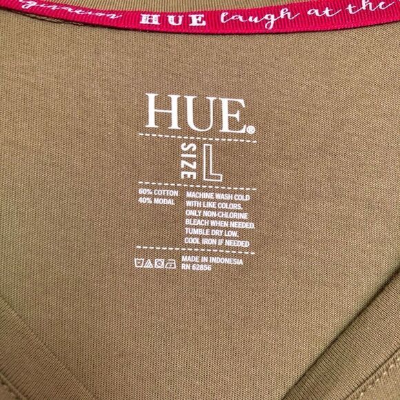 HUE - NWT - L Sz Lg Women’s Crewneck Long Sleeve Pajama Top or Top w/Jeans - Picture 5 of 15